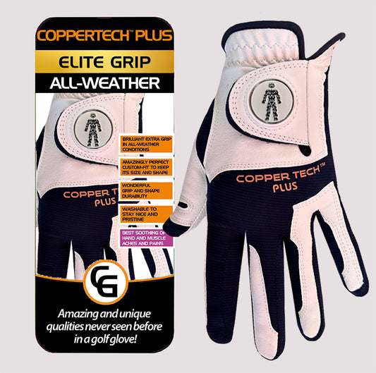 PROSTATE CANCER UK COPPERTECH PLUS ALL-WEATHER ELITE GRIP WHITE/NAVY GLOVES