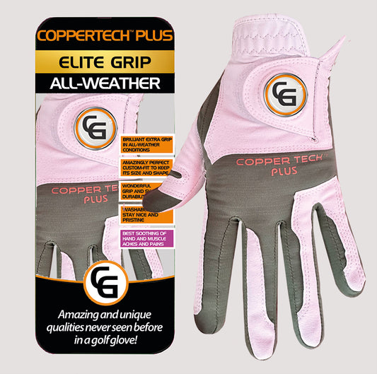COPPERTECH PLUS ELITE GRIP ALL-WEATHER WHITE/GREEN GOLF GLOVES